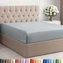 Queen Fitted Bed Sheet - Bottom Single Fitted Sheet Only - Ultra-Soft Hotel Luxury Bedding w/ 8-16 Inch Deep Pockets - Breathable & Wrinkle Free - Easy-Care, Fade & Shrink Resistant - Heathered Blue