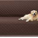 U-NICE HOME Reversible Sofa Cover Washable Couch Cover for Dogs Friendly with Elastic Straps Water Repellent Furniture Protector for 3 Cushion Couch (Sofa, Coffee/Beige) 68"Sofa L - Large