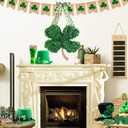 2PCS St. Patrick's Day Shamrock Wreath,St. Patricks Day Decorations,Irish Lucky Green Shamrock Spring Hanging Decor for Front Door,Walls Mantel, Outdoor,Indoor