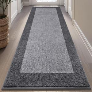 Machine Washable Kitchen Rug 32" x 72", Non Slip Indoor Door Rug, Absorbent Entrance Runner Rug for Bedroom, Hallway, Bathroom, Floor Gray (Roll Packing)