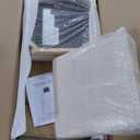 Rattan Counter Height Bar Stools Set of 4, Upholstered Farmhouse Barstools with Natural Rattan Back, Wooden Legs for Kitchen Island, Natural/Linen,2 Box