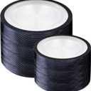 U-QE 200 Pcs Clear and Black Plastic Plates - Black Plates Disposable for Party & - Include 100 Dinner 10'' & 100 Dessert 7''(Heavyweight)