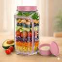 Salad jar with side opening , storage container with Dressing Cup Leakproof Portable Salad Container with Dressing Cup & Lid, Lid-to-Bowl Design for Office, Gym, Travel, Picnic - Blush Pink