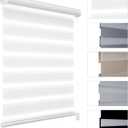 MYshade Custom Size Zebra Roller Shades Blackout(85%) Corded Zebra Blinds for Indoor Windows Dual Layer White Shades for Bedroom Bathroom Living Room Office Easy to Install
