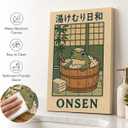 JMBHWD Japanese Canvas Wall Art, Funny Bathroom Wall Art Decor Cute Frog in Bathtub Picture Painting Wall Decor Bathroom for Toilet Shower Room Home Decoration 12x16inch