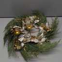 XunYee Advent Candle Holder Wreath Set of 5 with 5 Flameless Candles Christmas Advent Berry Champagne Flower Wreath Rings for Table Centerpiece Fireplace Festival Home Church Decor(Vivid)