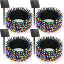 Brightown Solar Christmas Lights Outdoor, 4 Pack Total 184FT 480 LED Solar String Lights Outdoor Waterproof Green Wire with 8 Modes, Solar Fairy Light for Garden Yard Patio Party Decors, Multicolor