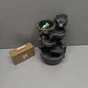 Indoor Fountain 4-Bowl Rockery Soothing Sound Tabletop Fountains Home/Office Decor Gift for Mom, Mother Day Present with A Small Plastic Pot to Grow Plant/Herbs by Yourself (Automatic Watering)