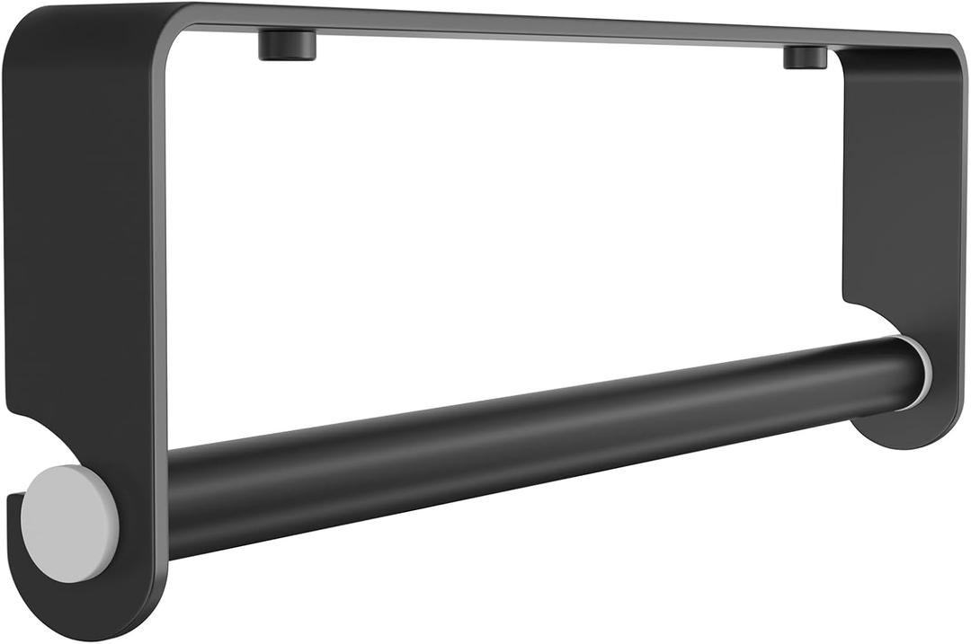 Aheucndg Under Cabinet Paper Towel Holder, Self Adhesive Wall Mount Paper Towel Holder for Kitchen or Bathroom Paper Towel Rack (Black) (1Pack)