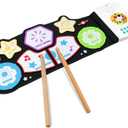 ROCKSOCKI Toddler Musical Instruments, Kids Sensory Toys - Roll-up Educational Percussion Drum Pad With Built-in Speakers, Wood Drum Sticks, 10+ Songs, Volume Control