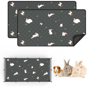 2-Pack Guinea Pig Cage Liner, 24" x 47" Reusable Guinea Pig Bedding Washable Absorbent Pee Pads for Dogs Rabbit Chinchilla Hamster, Leakproof & Anti Slip (Gray)