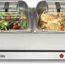 Proctor Silex Buffet Server & Food Warmer, Adjustable Heat, for Parties, Holidays and Entertaining, Two 2.5 Quart Oven-Safe Chafing Dish Set, Stainless Steel