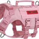 OneTigris Tactical Dog Harness for Small Dogs, No Pull Small Dog Vest Harness with Handles Breathable Military Dogs Molle Vests, Harness for Walking Hiking Training (Pink, XS)