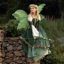 daizbella Renaissance Costume Women Ren Faire Dress Outer Garment Elf Costume for Women(Underskirt Not Included) (Green, L)