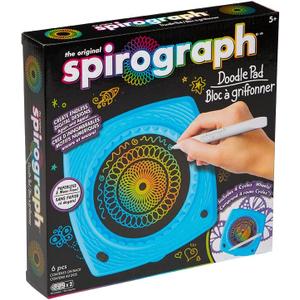 Spirograph Doodle Pad Arts and Crafts, Scratch Art, LCD Writing Tablet for Kids, Kids Toys, Art Supplies, Drawing Kit, Spiral Art, Double-Sides Stylus, Build-in Storage, Stencils Included, Ages 5+