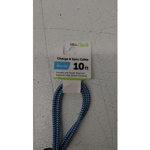 Cell Candy - Braided Charge & Charge Sync Cable - Micro-USB - 10 Ft