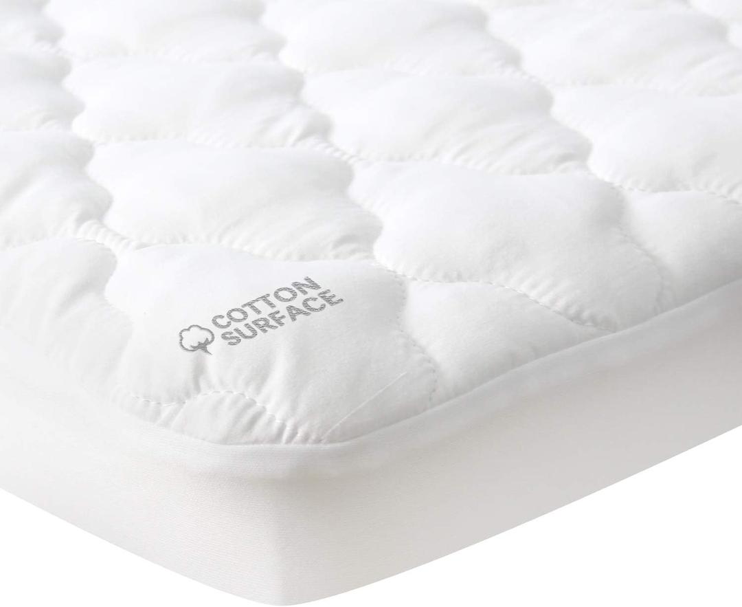 Waterproof Pack and Play Mattress Pad Sheets Fitted, Cotton Fabric Pack and Play Protector, Fits Graco Play Yard, Baby Mini Crib Sheet Cover, 39x27 Inch, White, 1