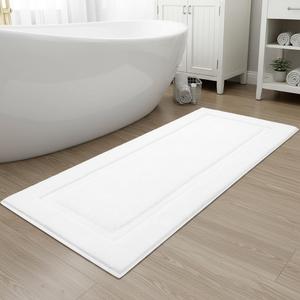 SHACOS Soft Fluffy Bathroom Runner Rugs 24"x60" Bath Rug Runners Non Slip Washable Absorbent Bath Mats Carpets Bathroom Floor Tub Double Sink Vanity Floor Mats, White 2'x5'