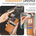 For iPhone 16 Pro Max Leather Wallet Case, Compatible with Magsafe, 2 in 1 Detachable Magnetic Card Holder, RFID Blocking Kickstand Credit Slots Flip Case for Men Women, Brown