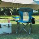 Camping Folding Chair Outdoor Lawn Portable Lightweight Camp Folding Chairs for Adult Outside with Cup Holder, Cooler Pouch & Side Pocket for Camping, Beach, Fishing, Sports or Tailgating Events, Blue