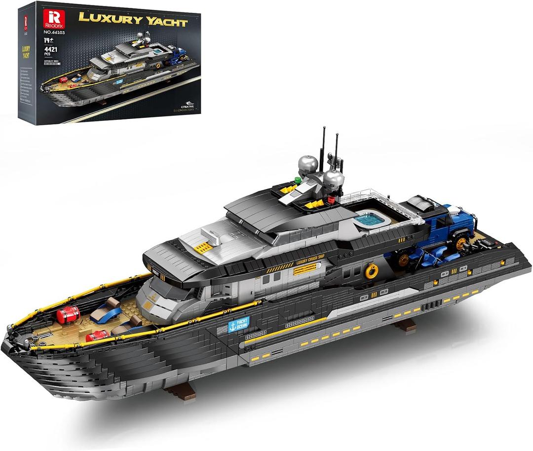 Reobrix Luxury Yacht Building Block Set for Adult 66103, Cruise Ship Building Toy Boat Model Kit, Yacht Collectible Display Decorations Gift for Adult Boys Girls Kids 14+ (4421PCS), Large