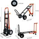 SHUNWATER 4 in 1 Convertible Hand Truck Dolly Cart, Industrial Hand Truck, 1000 Lbs Capacity Hand Trucks Heavy Duty Dolly cart with PU Wheels and Cargo Straps for Moving (Orange)