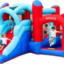 AirMyFun Inflatable Bounce House, Bouncy House with Slide,Indoor Outdoor Bounce House with Ball Pit,Basketball Hoop,Target Balls and Boxing,Inflatable Bouncer for Party