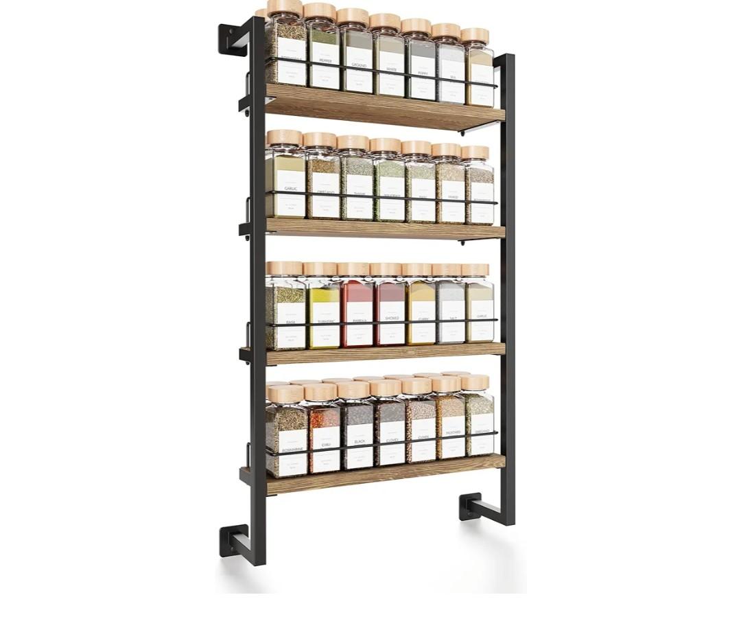 ZICOTO Space Saving Spice Rack Organizer Shelf for Wall Mount - Easy To Install Modern Hanging Racks For up to 56 Jars - Perfect Seasoning Organizer For Your Kitchen