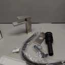 Midanya Bathroom Faucets 1 Hole, Single Handle Stainless Steel Bathroom Sink Faucet, Modern Vanity Faucets with Deck Plate,Water Supply Hoses and Pop Up Drain,Brushed Nickel