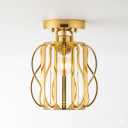 Crystal Semi Flush Mount Ceiling Light Fixture E26 Mini Antique Gold Chandelier Small Ceiling Lamp for Entryway Bedroom Bathroom Hallway Closet Foyer