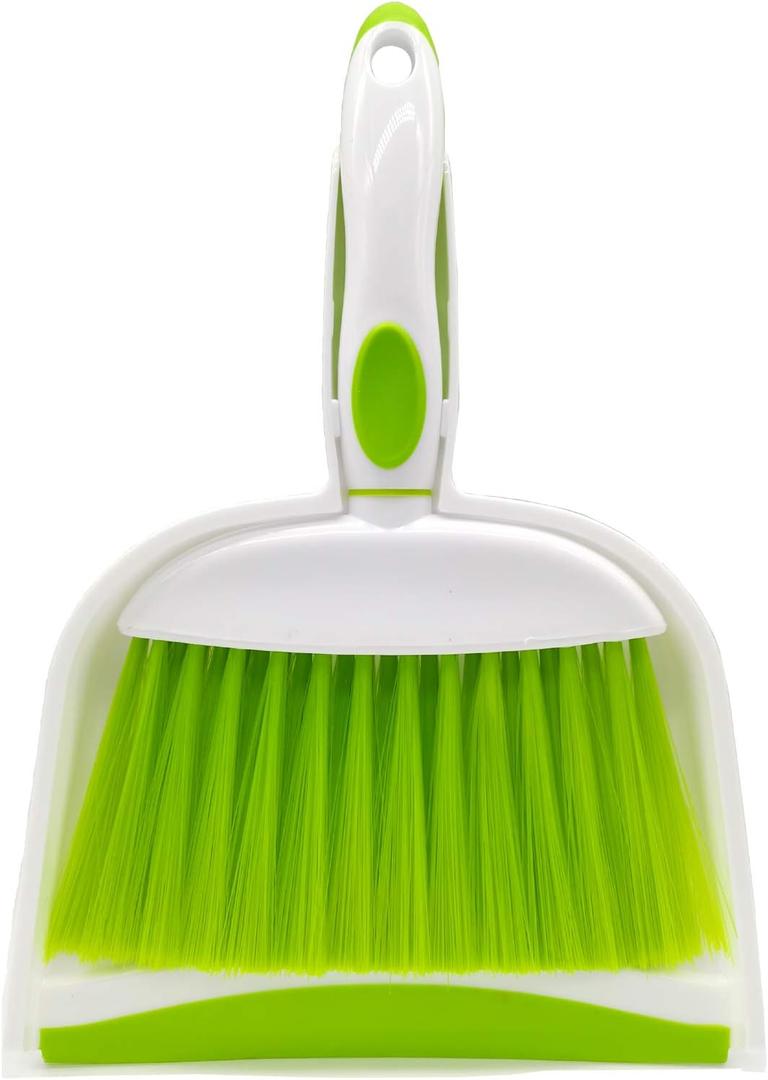 Mini Broom and Dustpan Set-Mini Whisk Set for Desk, Housekeeping, Office, Kitchen, Pet Nest, etc.,Daily Cleaning Necessity Plastic Mini Dustpan Set (Green)