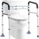 Toilet Safety Rails (300 LB) Adjustable, Foldable Toilet Handle Frame for Elderly & Disabled Adults, Supports All Toilet Types