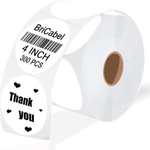 4 Inch Large White Circle Thermal Labels, 300 Labels/Roll,Self-Adhesive Round Inventory Stickers, Multi-Purpose Round Roll Thermal Printing Stickers for Business and Domestic Use