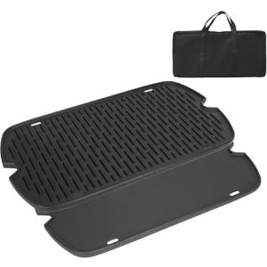 AJinTeby Cast Iron Griddle for Weber Traveler Portable Series Gas Grills Parts, Non-stick Griddle for Traveler Gas Grill, Camping Plate, for Weber Portable Grill Accessories with Carry Bag