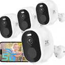 4Pack 2.4G&5G Security Cameras Wireless Outdoor, 2K Battery Powered Indoor Cameras for Home Security, AI Motion Detection Siren, Two-Way Talk, Color Night Vision, Waterproof, Works w/Alexa (4PC)