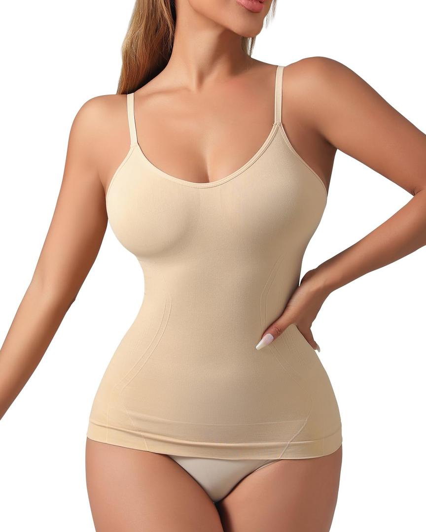 USEASY Camisole Slimming Compression Tank tops for women v neck Post Surgery Compression Tank Top Compression Women Beige L (Beige, L)