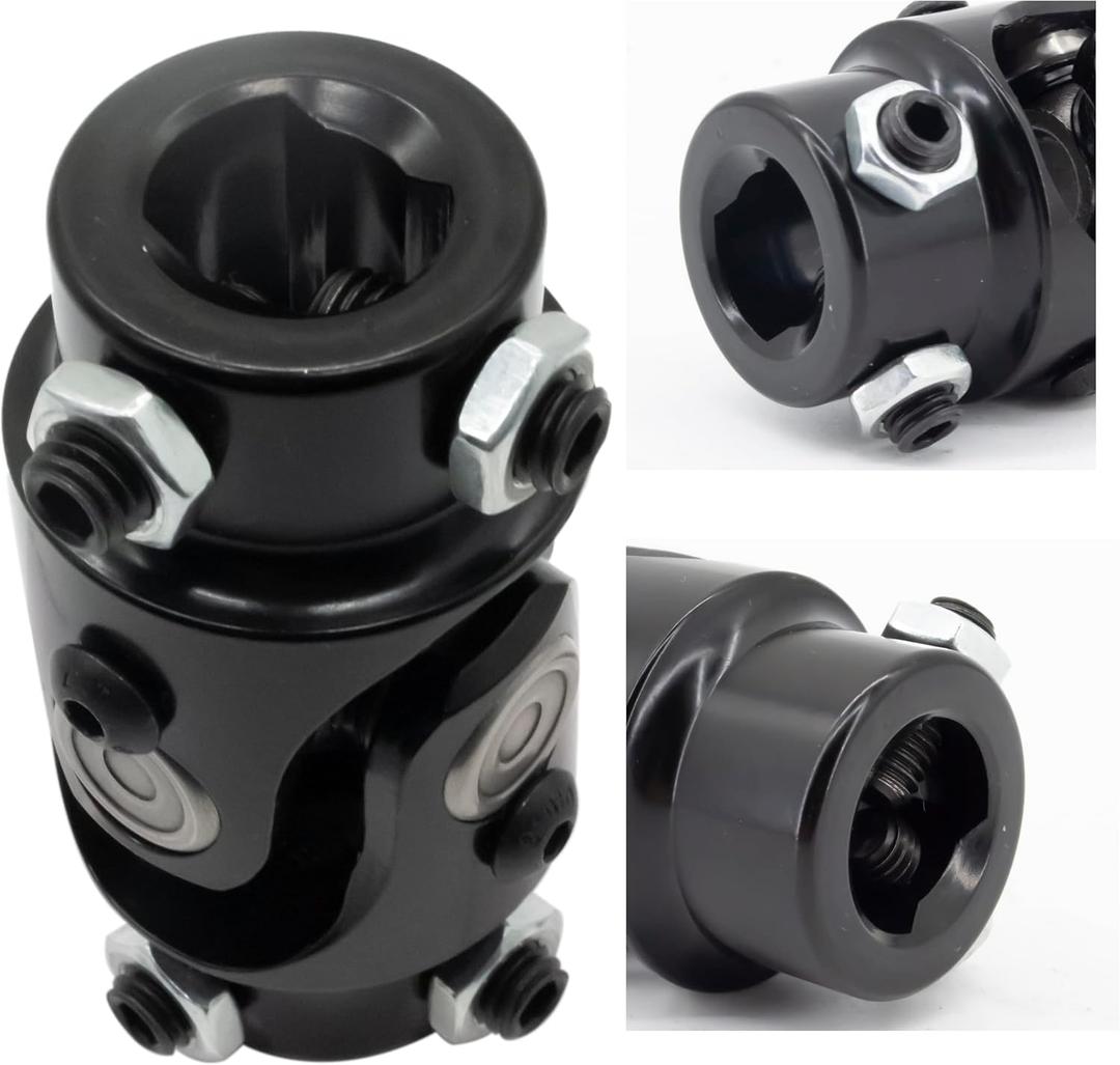 3/4" DD X 3/4" DD Steering U Joint Powder Coated Universal Steering Shaft Black