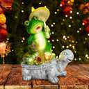 Frog Garden Statue Garden Decor Mom Gifts Fairy Turtle Halloween Party Statue Frog Solar Light outdoor Frog Statue Frog Present Solar Garden Frog Decor Art Housewarming Gift for Patio,Yard,Lawn