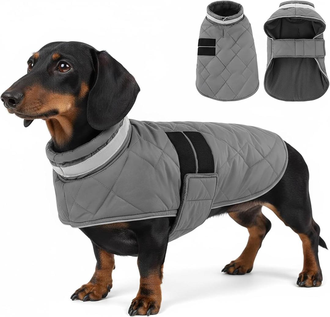KAMA BRIDAL Dog Winter Coat Warm Padded Puppy Jacket Windproof Water Resistant Clothes for Small Medium Large Pets Christmas Sweater Outfit Vest(Grey, M)