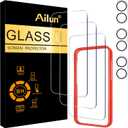 Ailun 3 Pack Screen Protector for iPhone 16 [6.1 inch] + 3 Pack Camera Lens Protector with Installation Frame,Case Friendly Tempered Glass Film,[9H Hardness] - HD