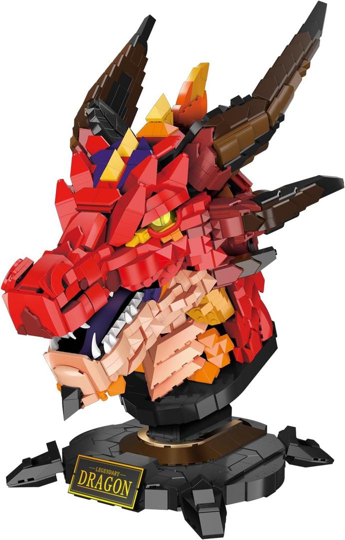 NUTCRACKER Dragon Building Set for Adult - Fire Dragon Head Toy Building Set, Animal Skeleton Fossils Home Desktop Display Model Decor, Easter Birthday Gift for Teens Boys Girls 14+ (2713 Pieces)