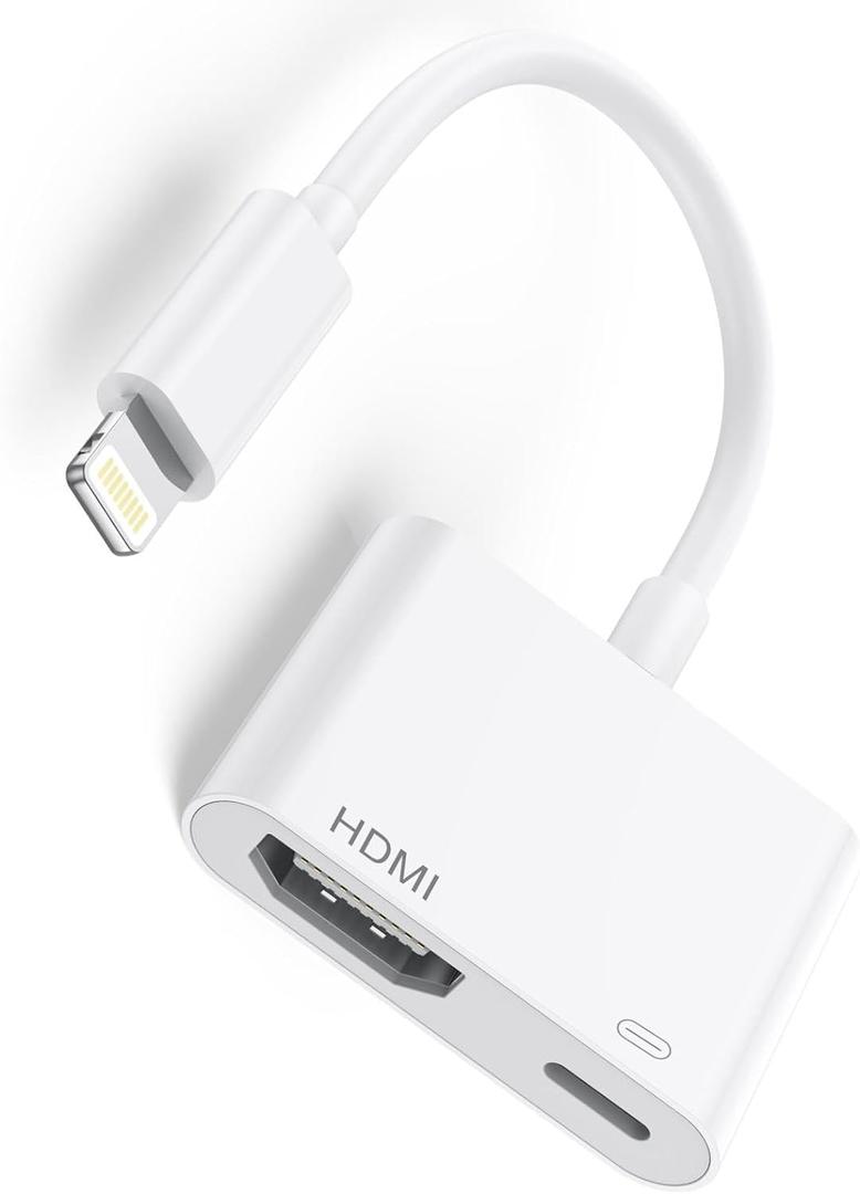Apple MFi Certified Apple Lightning to HDMI Adapter, Apple Lightning to Digital AV Adapter, 1080P Sync Screen with Lightning Charging Port for iPhone/iPad/TV/Projector/Monitor Apple MFi Certified Apple Lightning to HDMI Adapter, Apple Lightning to Digital AV Adapter, 1080P Sync Screen with Lightning Charging Port for iPhone/iPad/TV/Projector/Monitor