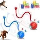 2-Pack Interactive Cat Toys Ball for Indoor CatsDog,Automatic Cat Toy with Smart Obstacle Avoidance&Bird Chirps,Includes 8 Cat Spiral Spring,Cat Enrichment Toys for Indoor Cats(RedBlue)