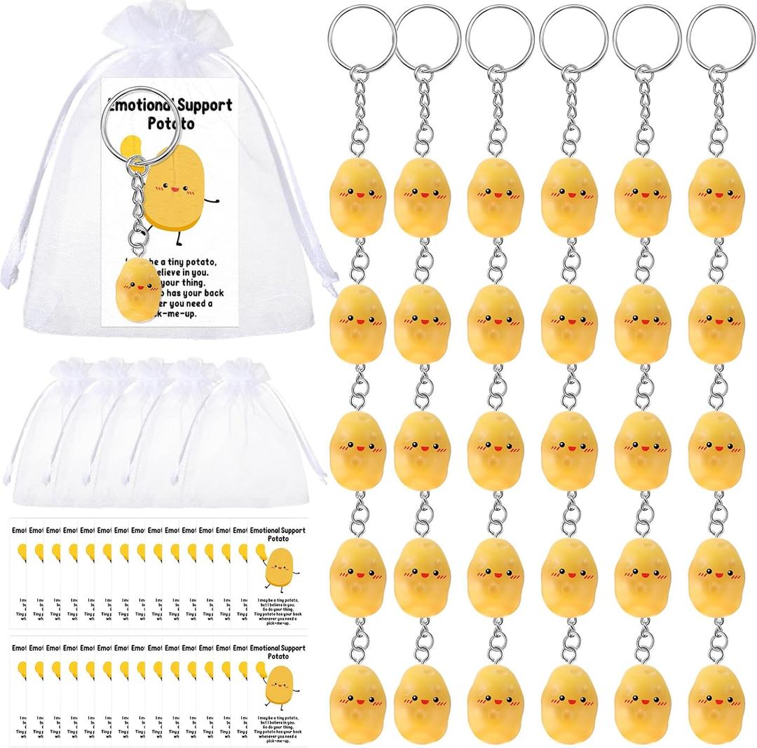 Kigley Inspirational Potato Keychain Bulk Positive Emotional Support for Employee Coworkers Team Gifts