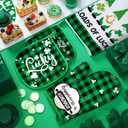 Rtteri 5 Pcs St. Patrick's Day Kitchen Towels Pot Holders and Oven Mitts Set Shamrocks Mittens Oven Glove Potholders Green and Black Buffalo Plaid Kitchen Towels for Irish Farmhouse Decor Accessories