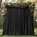 ESGOTBME 10x7ft Wrinkle Free Black Backdrop Curtain for Parties Soft Fabric Drapes Wedding Black Curtain Backdrop for Birthday Party Decorations Background for Photography 5x7ft, 2 Panels