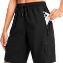 Women's 7"/9" Hiking Cargo Shorts Lightweight Stretch Quick Dry Athletic Golf Summer Bermuda Shorts for Women (Black, S)