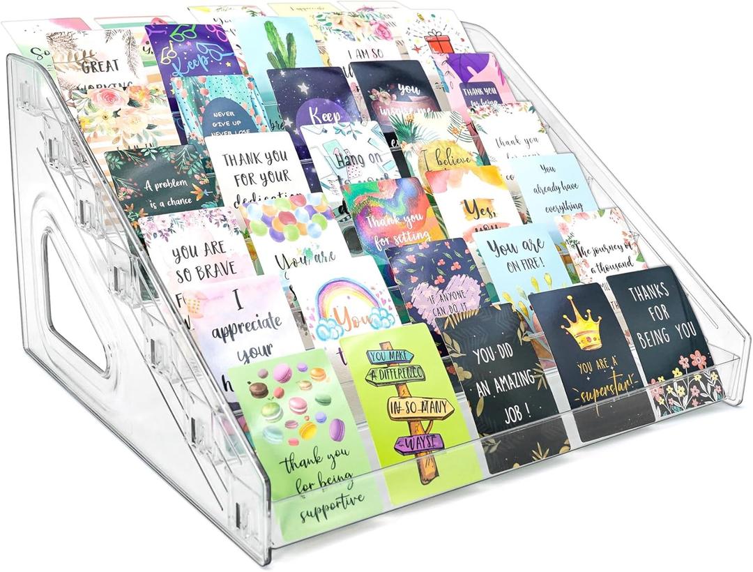 7 Tier Acrylic Card Display Stand,12" Sports Card Shelf-Versatile Display for Trading Cards, PSA Cards, Baseball Cards, Football Cards, Graded Cards and Business Cards and Stickers (large, clear)