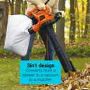 BLACK+DECKER Corded Leaf Blower Leaf Vacuum and Leaf Mulcher 3-in-1, Up to 230 MPH, 12 Amp Handheld Blower and Vacuum Combo (BV3600)