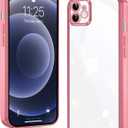 for iPhone 12 Case Clear, Electroplating Protective Case, Thin Soft Transparent Protective Cover, Non-Yellowing Shockproof Military-Grade Protection Anti-Scratch Rose Gold
